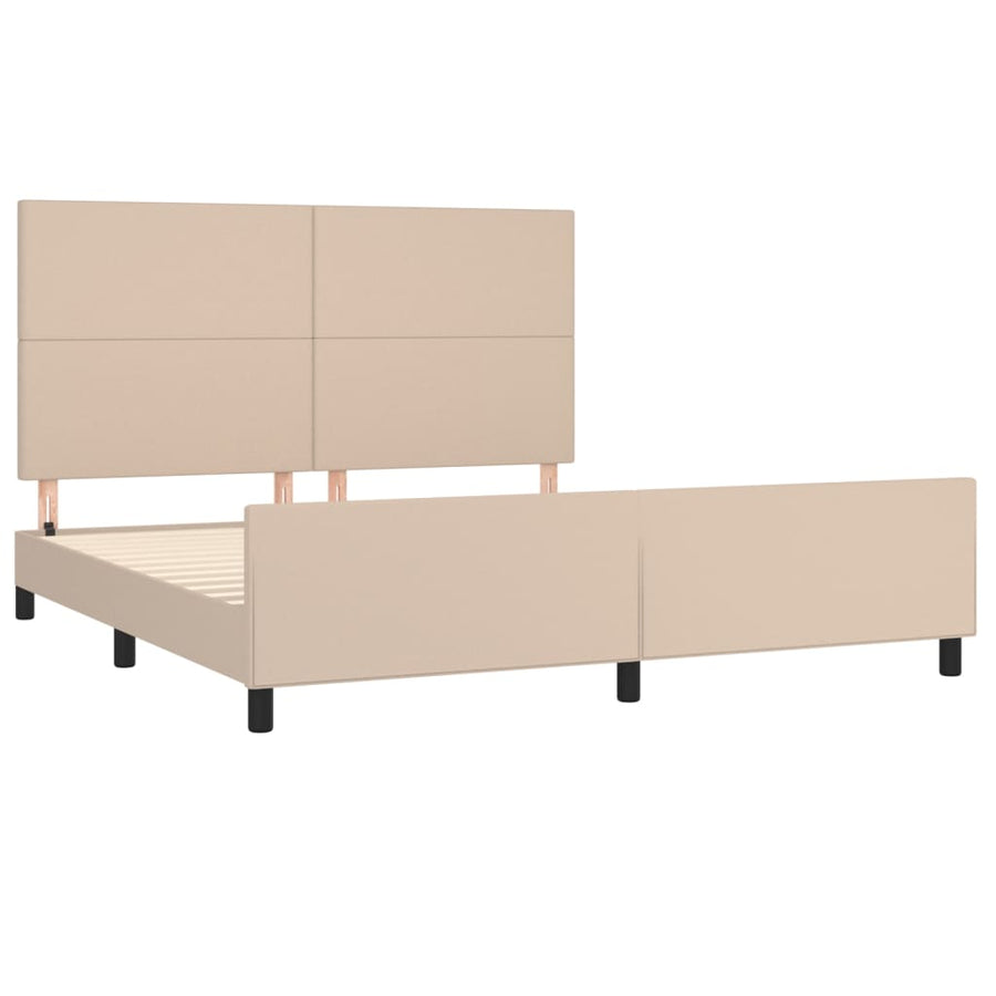 Bedframe Met Hoofdbord Kunstleer Kleurig Cappuccino 180 x 200 cm Effen ontwerp