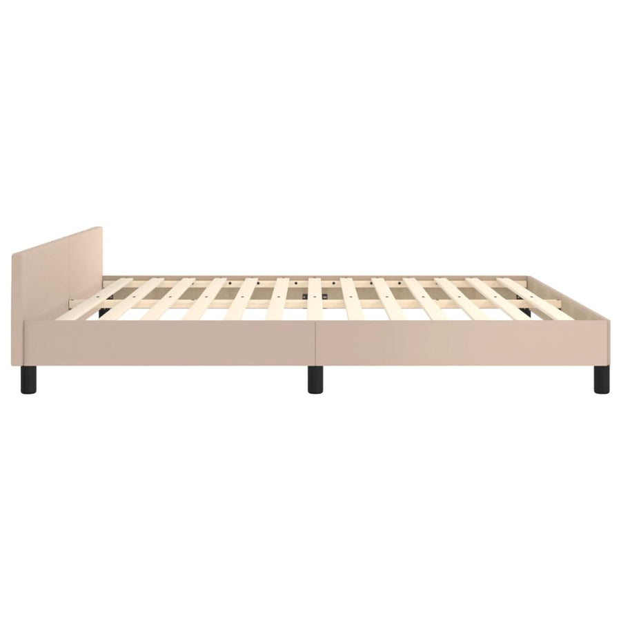 Bedframe Met Hoofdbord Kunstleer Kleurig Cappuccino 180 x 200 cm Effen ontwerp