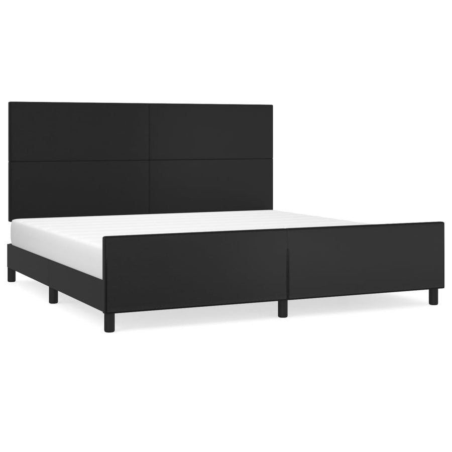 Bedframe Met Hoofdeinde Kunstleer Zwart 200 x 200 cm Effen ontwerp
