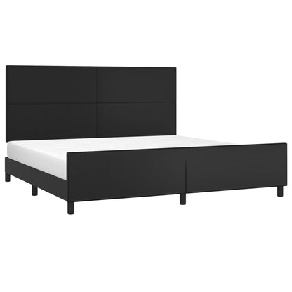 Bedframe Met Hoofdeinde Kunstleer Zwart 200 x 200 cm Effen ontwerp