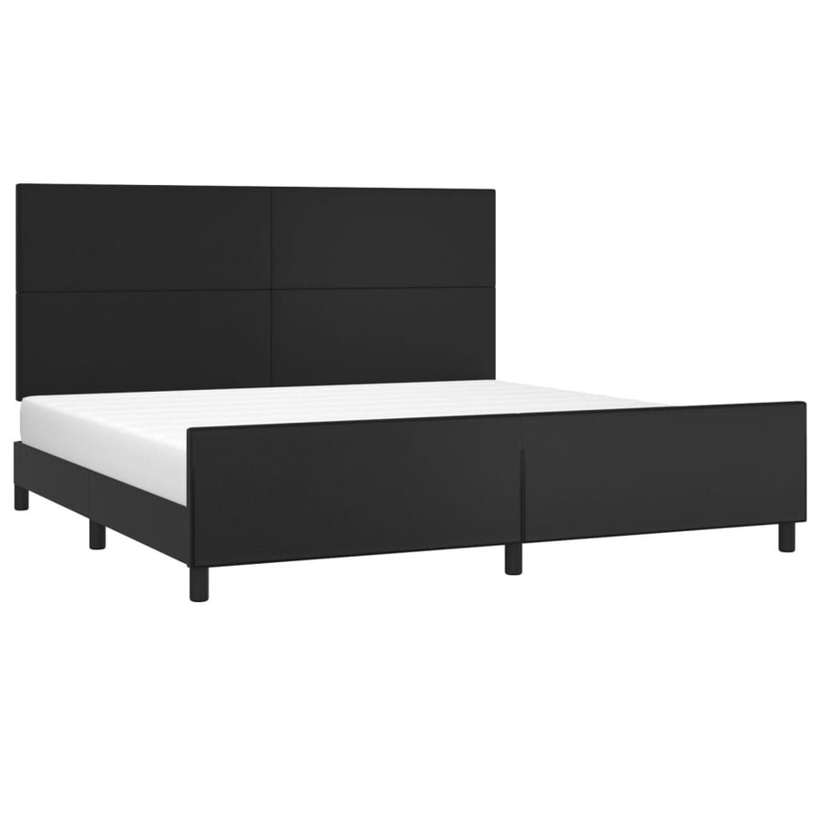 Bedframe Met Hoofdeinde Kunstleer Zwart 200 x 200 cm Effen ontwerp