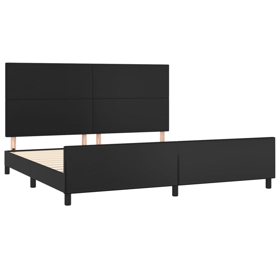 Bedframe Met Hoofdeinde Kunstleer Zwart 200 x 200 cm Effen ontwerp