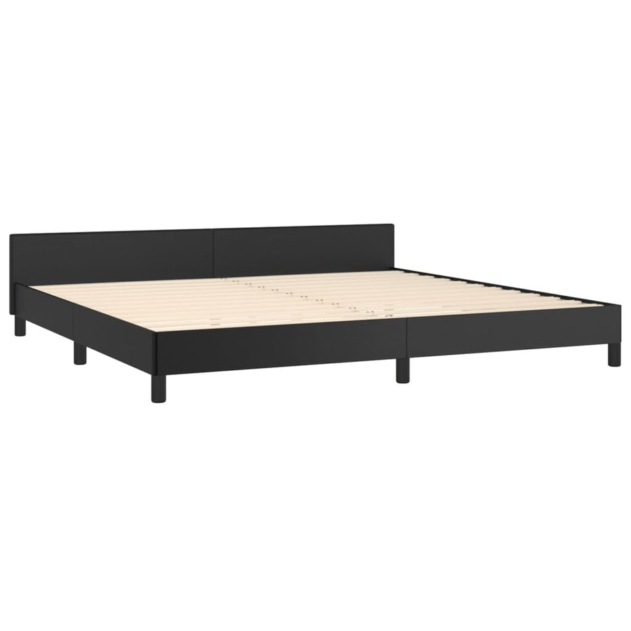 Bedframe Met Hoofdeinde Kunstleer Zwart 200 x 200 cm Effen ontwerp