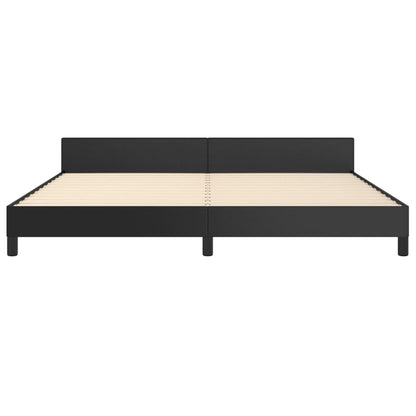 Bedframe Met Hoofdeinde Kunstleer Zwart 200 x 200 cm Effen ontwerp