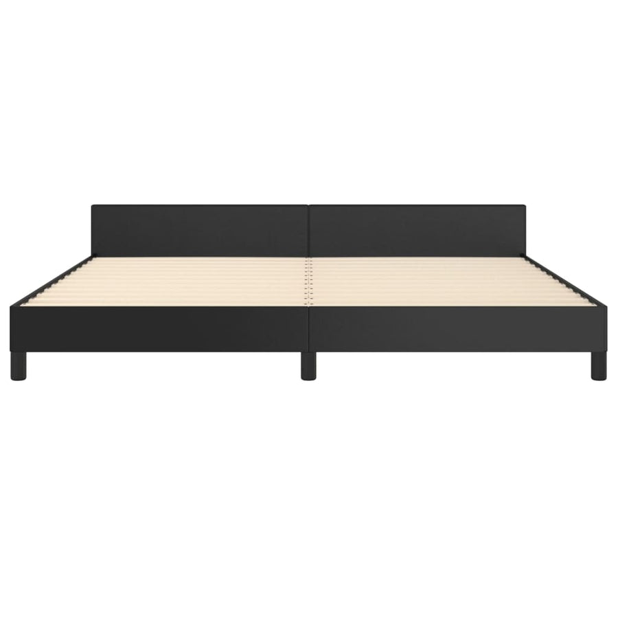 Bedframe Met Hoofdeinde Kunstleer Zwart 200 x 200 cm Effen ontwerp