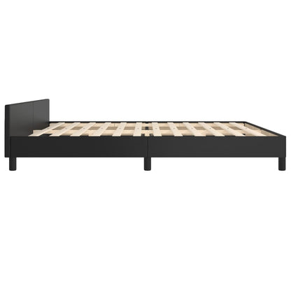 Bedframe Met Hoofdeinde Kunstleer Zwart 200 x 200 cm Effen ontwerp