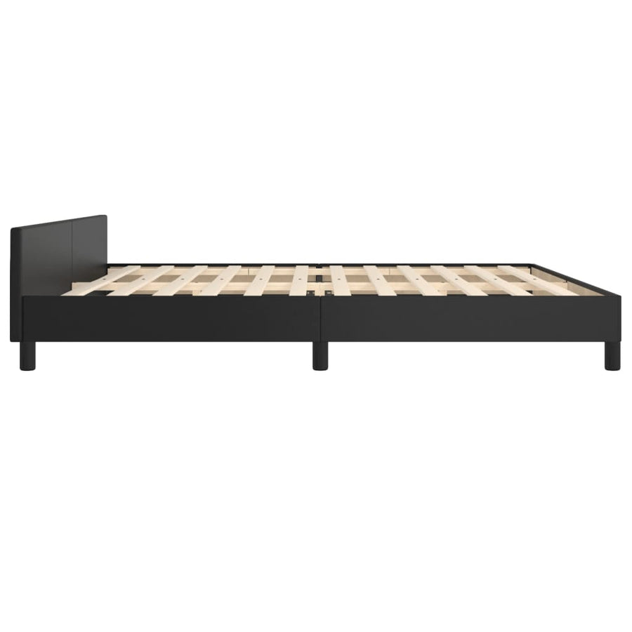 Bedframe Met Hoofdeinde Kunstleer Zwart 200 x 200 cm Effen ontwerp
