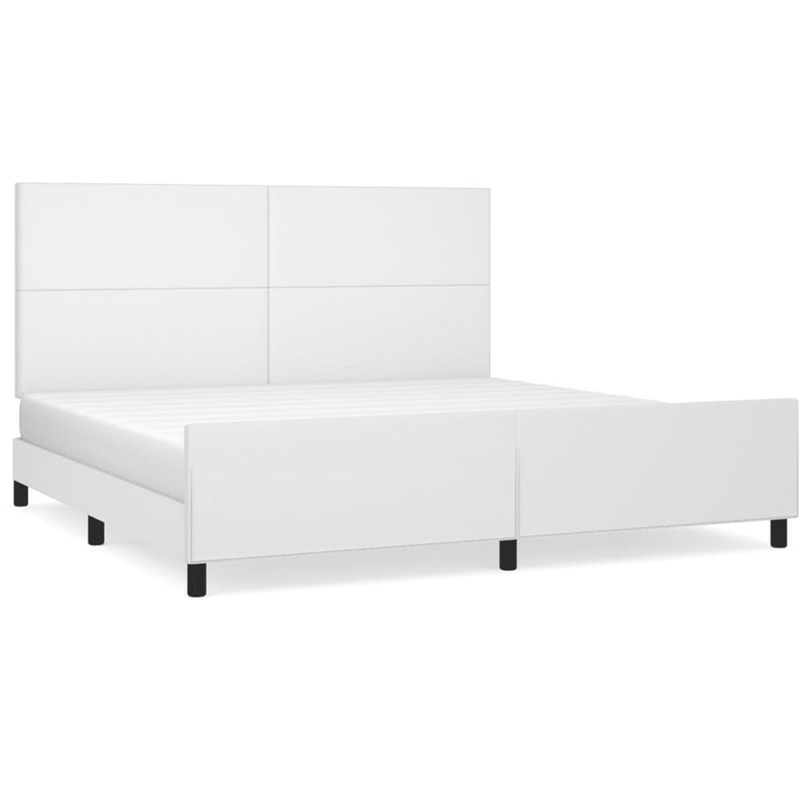 Bedframe Met Hoofdbord Kunstleer Wit 200 x 200 cm Effen ontwerp
