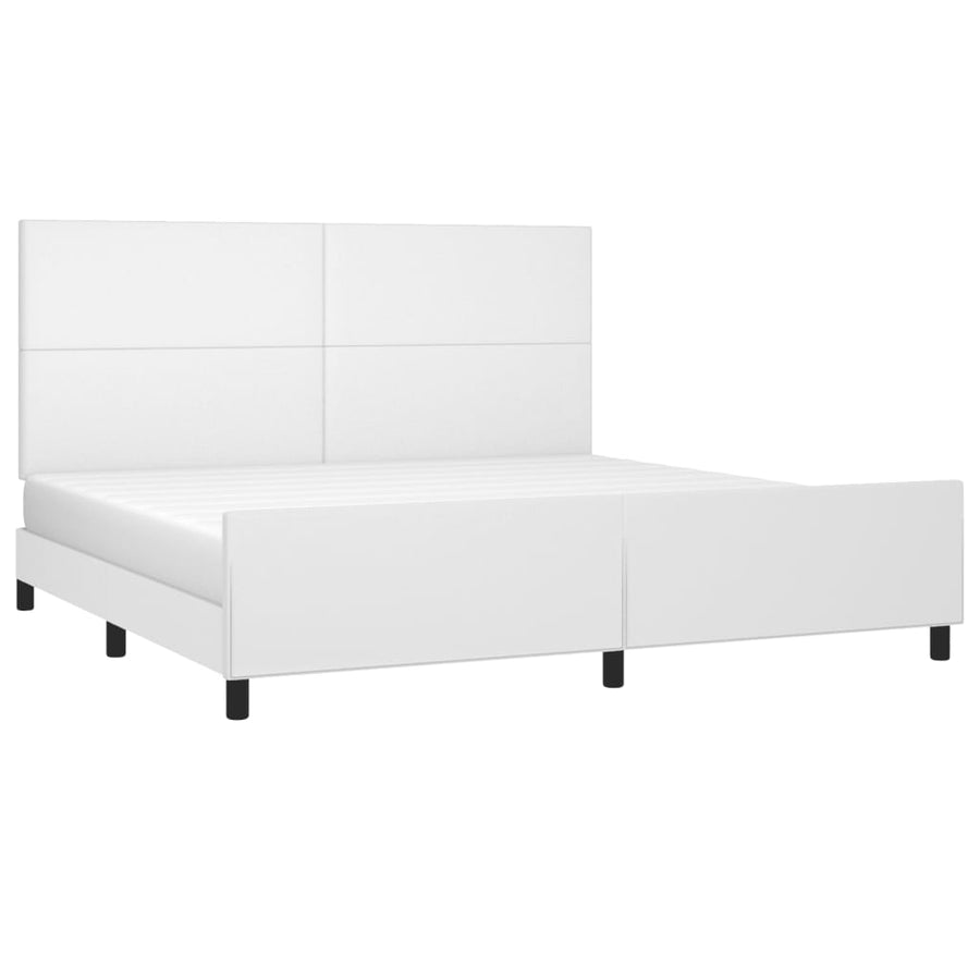 Bedframe Met Hoofdbord Kunstleer Wit 200 x 200 cm Effen ontwerp