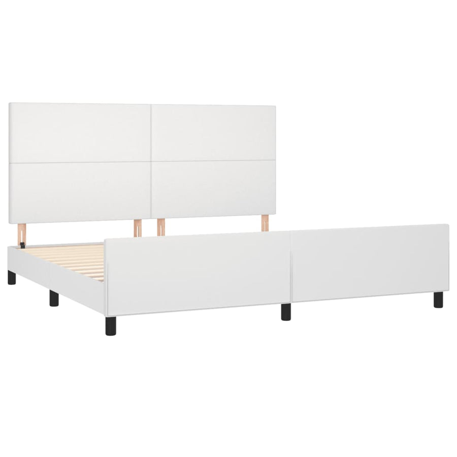 Bedframe Met Hoofdbord Kunstleer Wit 200 x 200 cm Effen ontwerp