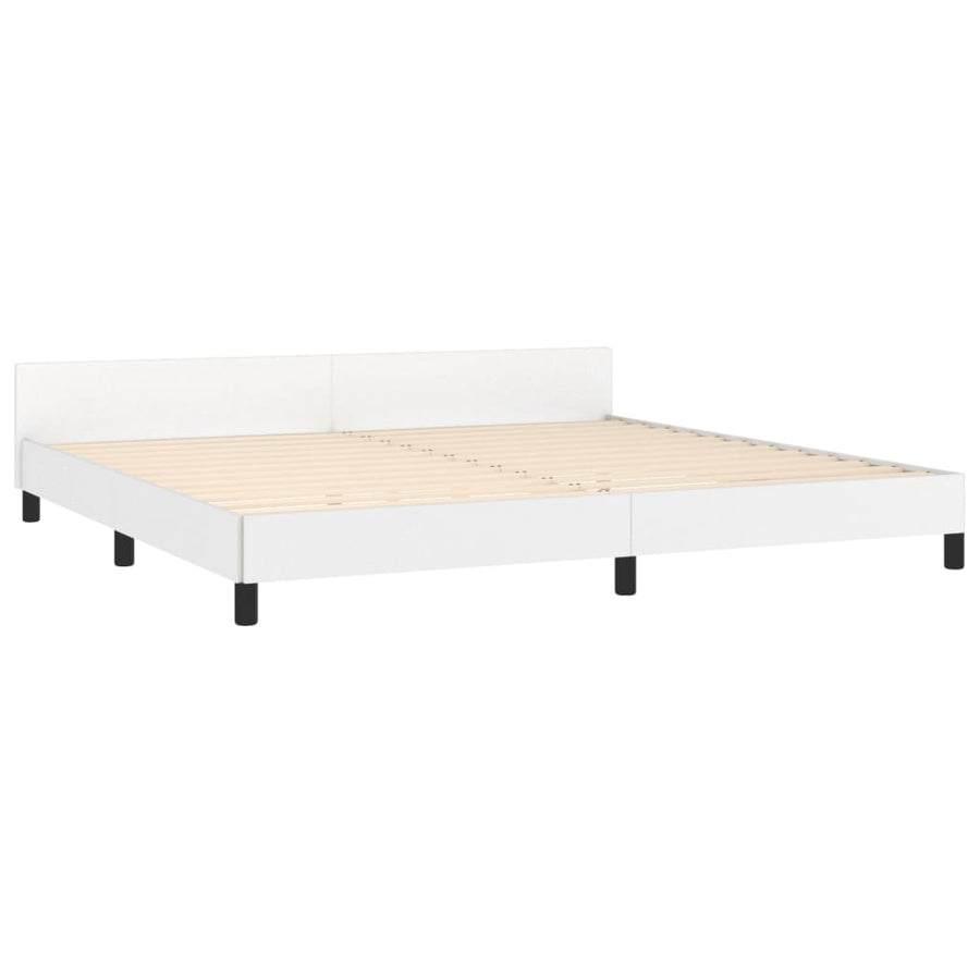 Bedframe Met Hoofdbord Kunstleer Wit 200 x 200 cm Effen ontwerp