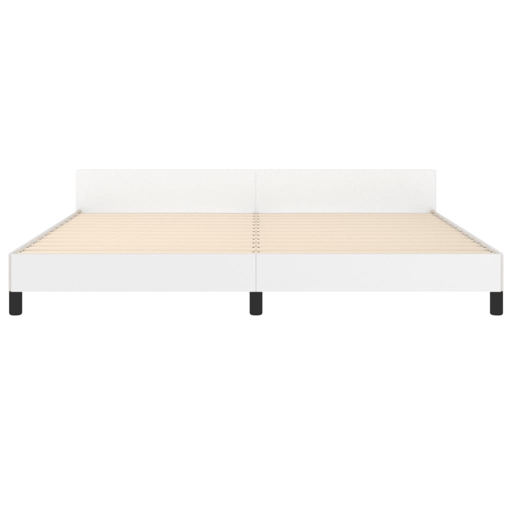 Bedframe Met Hoofdbord Kunstleer Wit 200 x 200 cm Effen ontwerp
