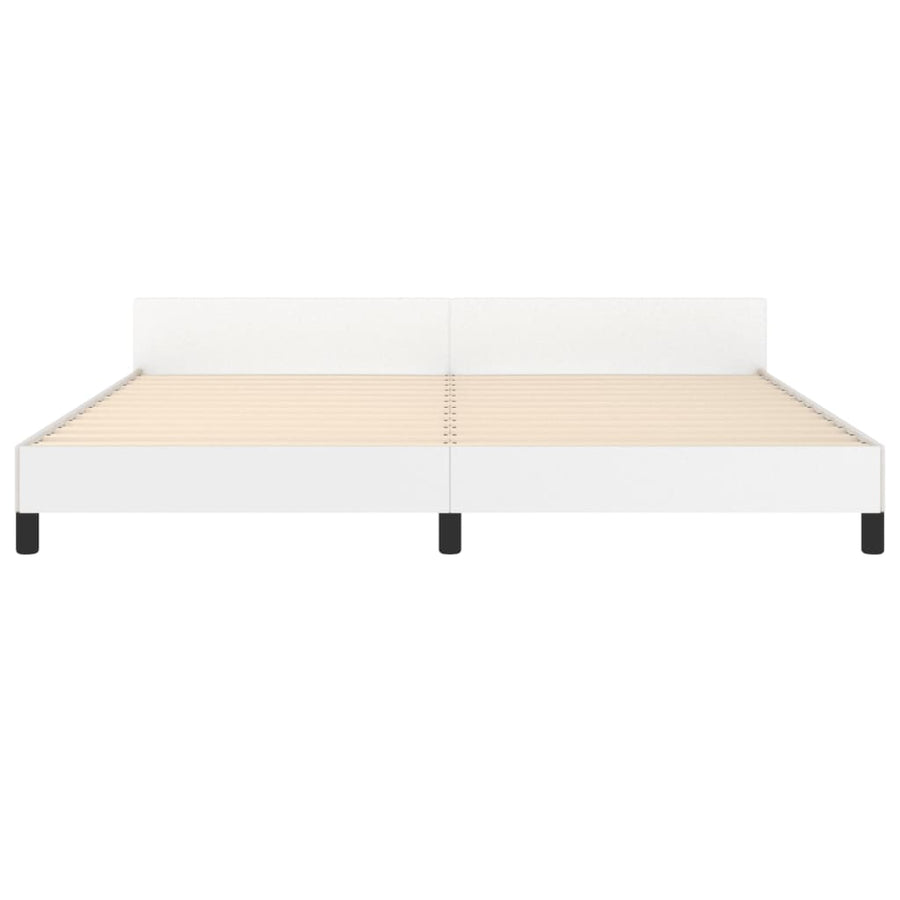 Bedframe Met Hoofdbord Kunstleer Wit 200 x 200 cm Effen ontwerp