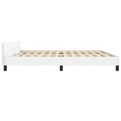 Bedframe Met Hoofdbord Kunstleer Wit 200 x 200 cm Effen ontwerp
