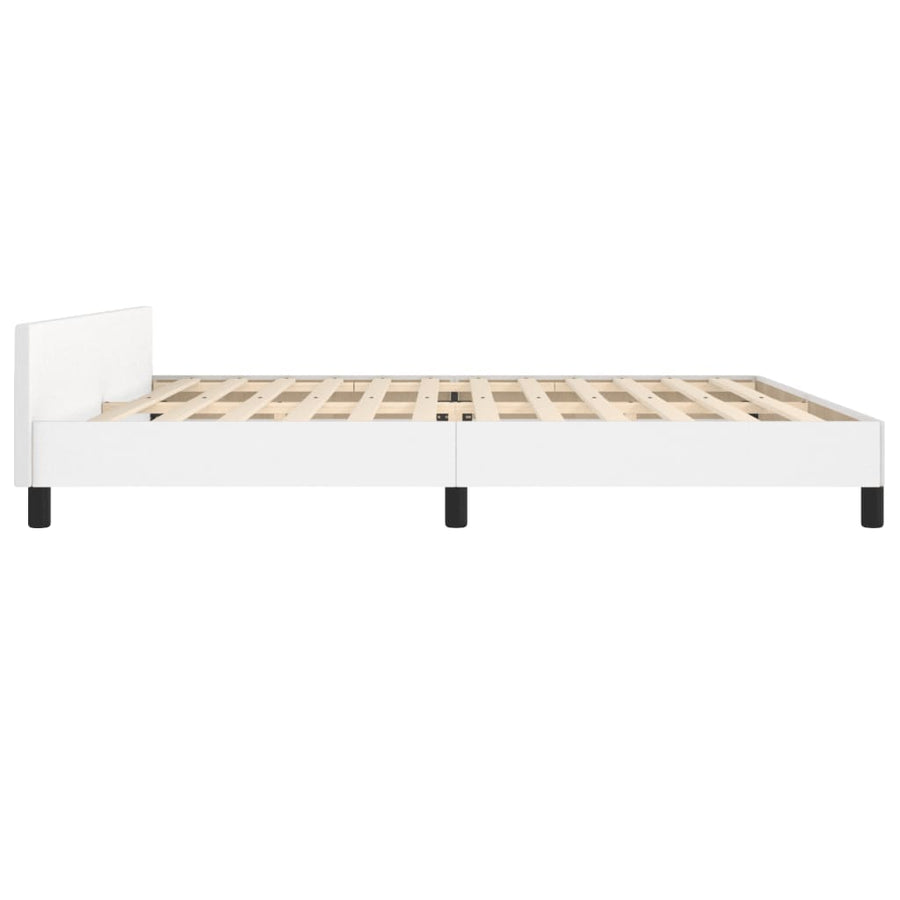 Bedframe Met Hoofdbord Kunstleer Wit 200 x 200 cm Effen ontwerp