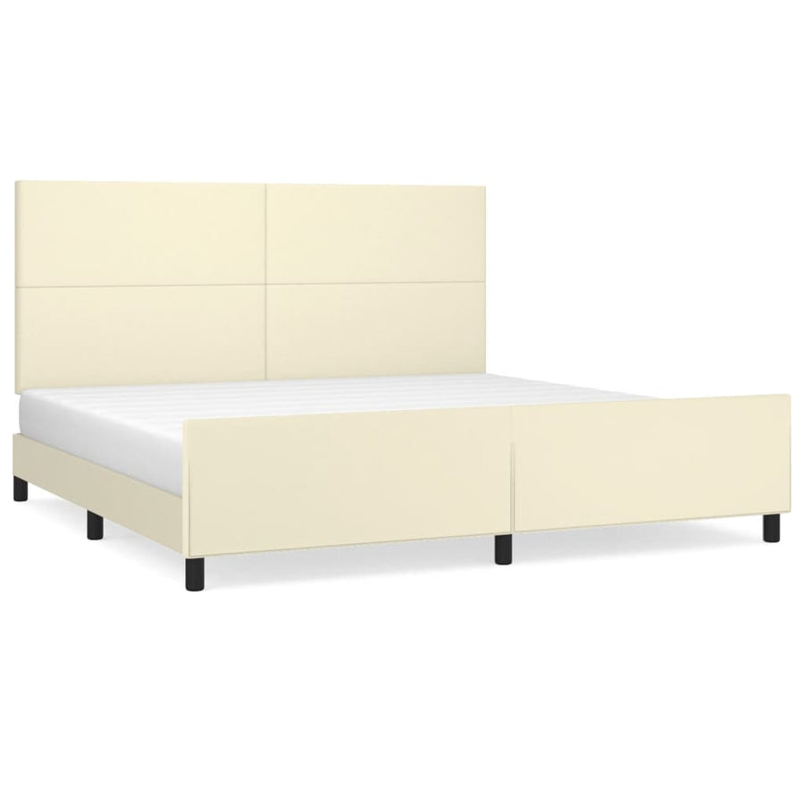 Bedframe Met Hoofdbord Kunstleer Kleurig Crème 200 x 200 cm Effen ontwerp