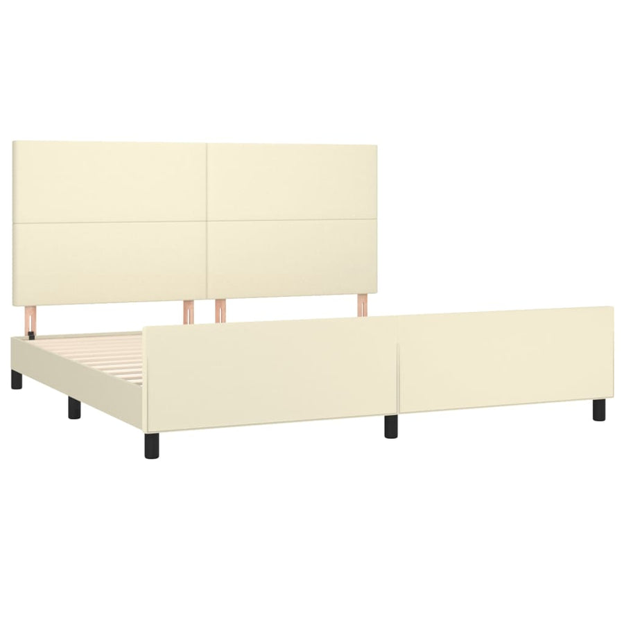 Bedframe Met Hoofdbord Kunstleer Kleurig Crème 200 x 200 cm Effen ontwerp