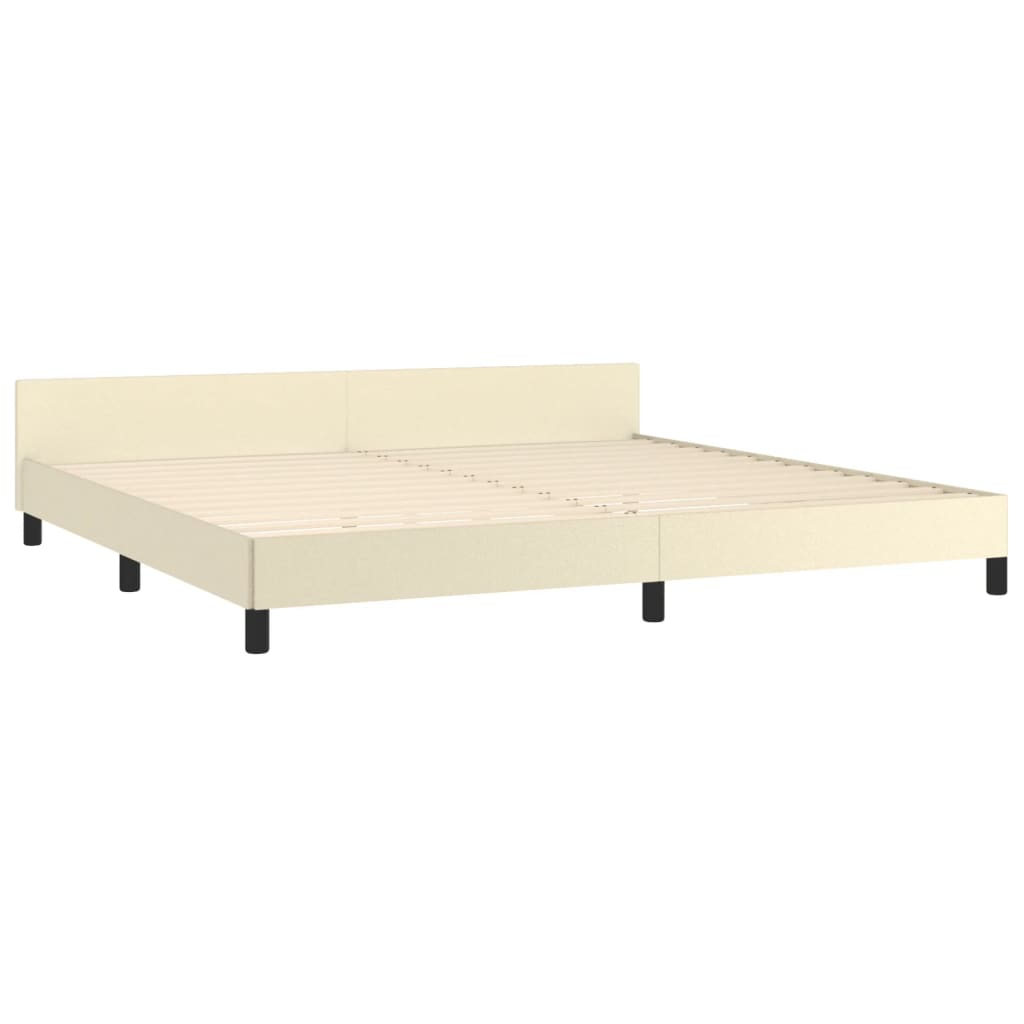 Bedframe Met Hoofdbord Kunstleer Kleurig Crème 200 x 200 cm Effen ontwerp