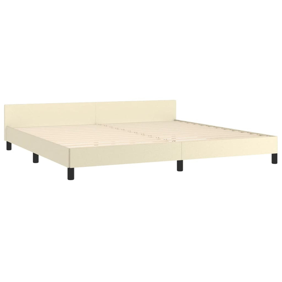 Bedframe Met Hoofdbord Kunstleer Kleurig Crème 200 x 200 cm Effen ontwerp