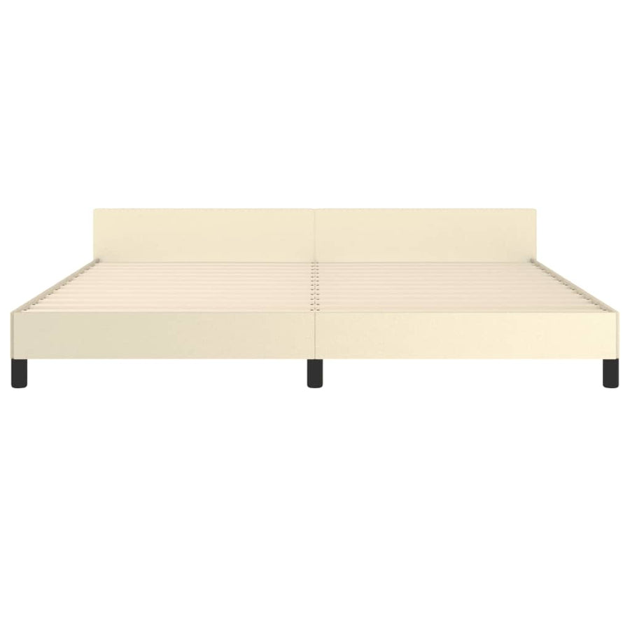 Bedframe Met Hoofdbord Kunstleer Kleurig Crème 200 x 200 cm Effen ontwerp