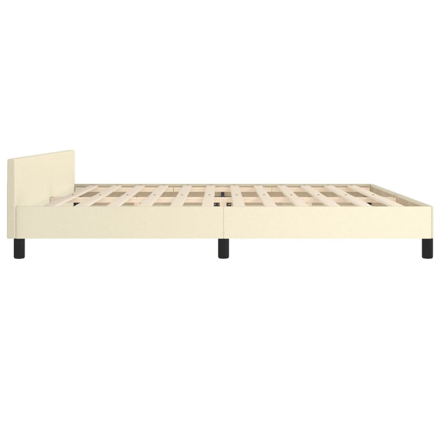 Bedframe Met Hoofdbord Kunstleer Kleurig Crème 200 x 200 cm Effen ontwerp