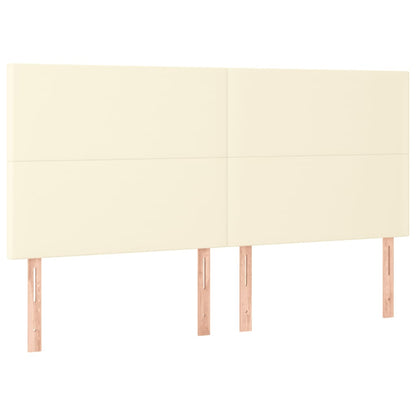 Bedframe Met Hoofdbord Kunstleer Kleurig Crème 200 x 200 cm Effen ontwerp