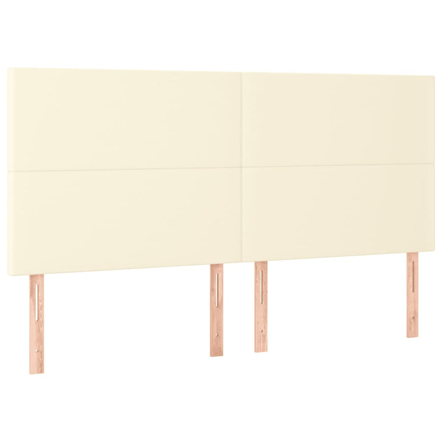 Bedframe Met Hoofdbord Kunstleer Kleurig Crème 200 x 200 cm Effen ontwerp
