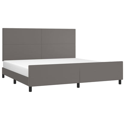 Bedframe Met Hoofdbord Kunstleer Grijs 200 x 200 cm Effen ontwerp