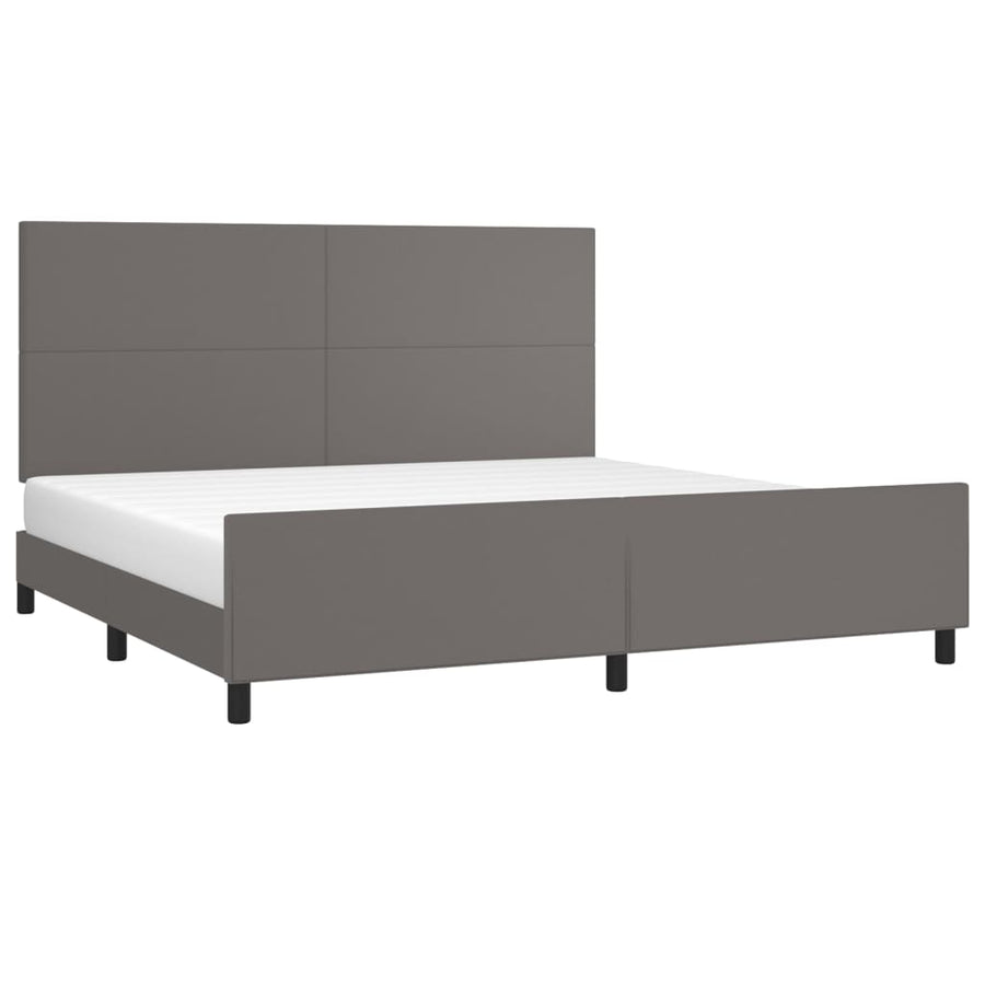 Bedframe Met Hoofdbord Kunstleer Grijs 200 x 200 cm Effen ontwerp