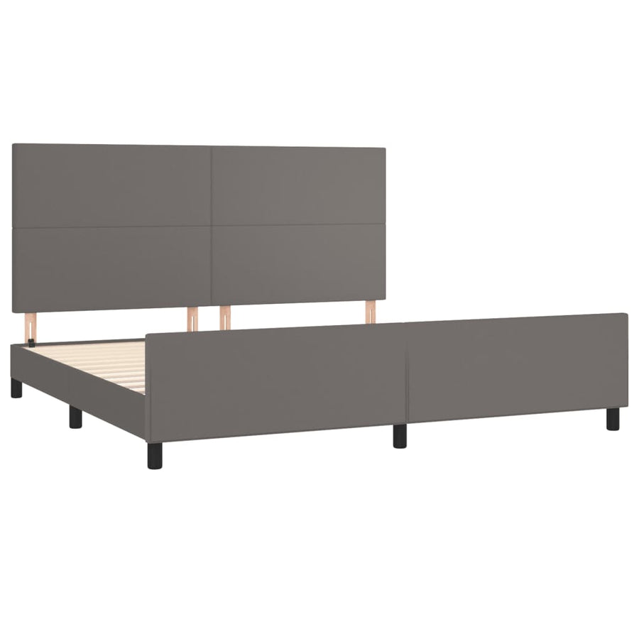 Bedframe Met Hoofdbord Kunstleer Grijs 200 x 200 cm Effen ontwerp