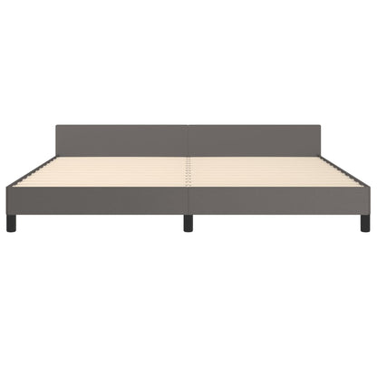 Bedframe Met Hoofdbord Kunstleer Grijs 200 x 200 cm Effen ontwerp