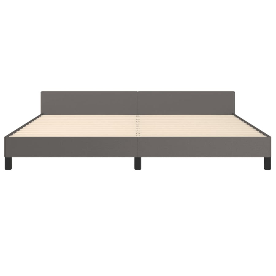 Bedframe Met Hoofdbord Kunstleer Grijs 200 x 200 cm Effen ontwerp