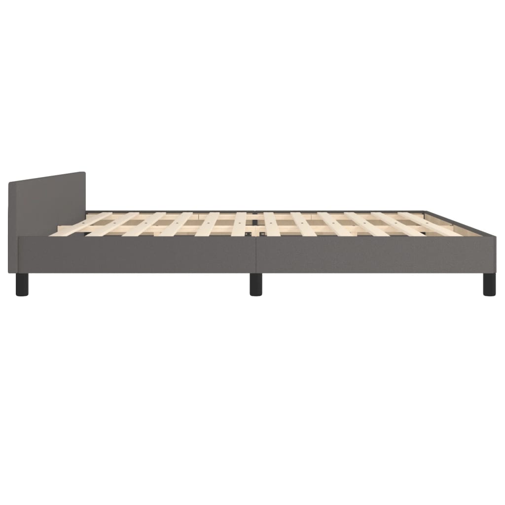 Bedframe Met Hoofdbord Kunstleer Grijs 200 x 200 cm Effen ontwerp