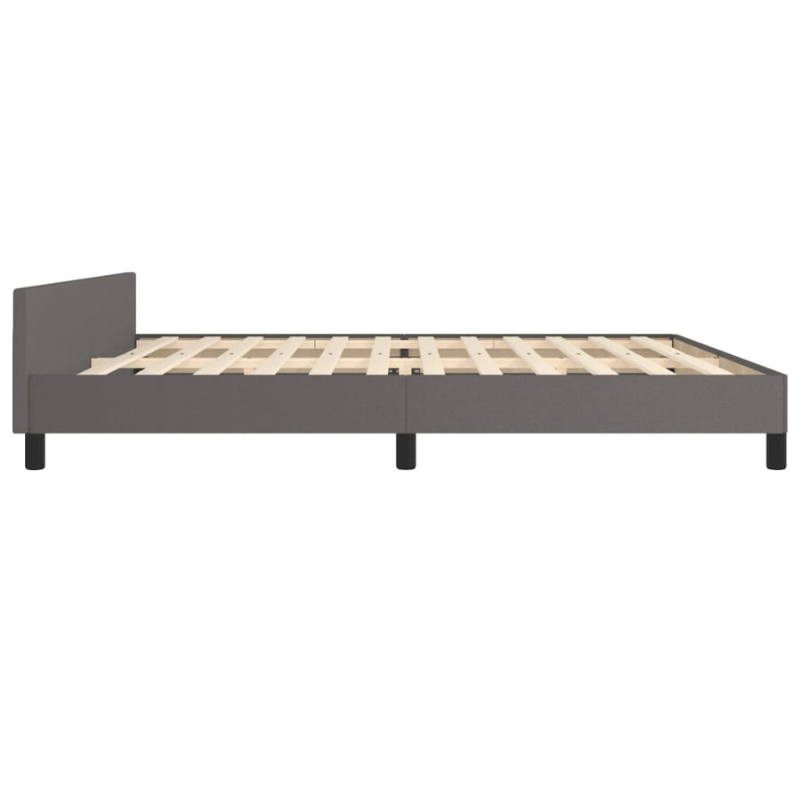 Bedframe Met Hoofdbord Kunstleer Grijs 200 x 200 cm Effen ontwerp