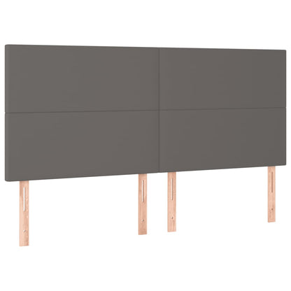 Bedframe Met Hoofdbord Kunstleer Grijs 200 x 200 cm Effen ontwerp