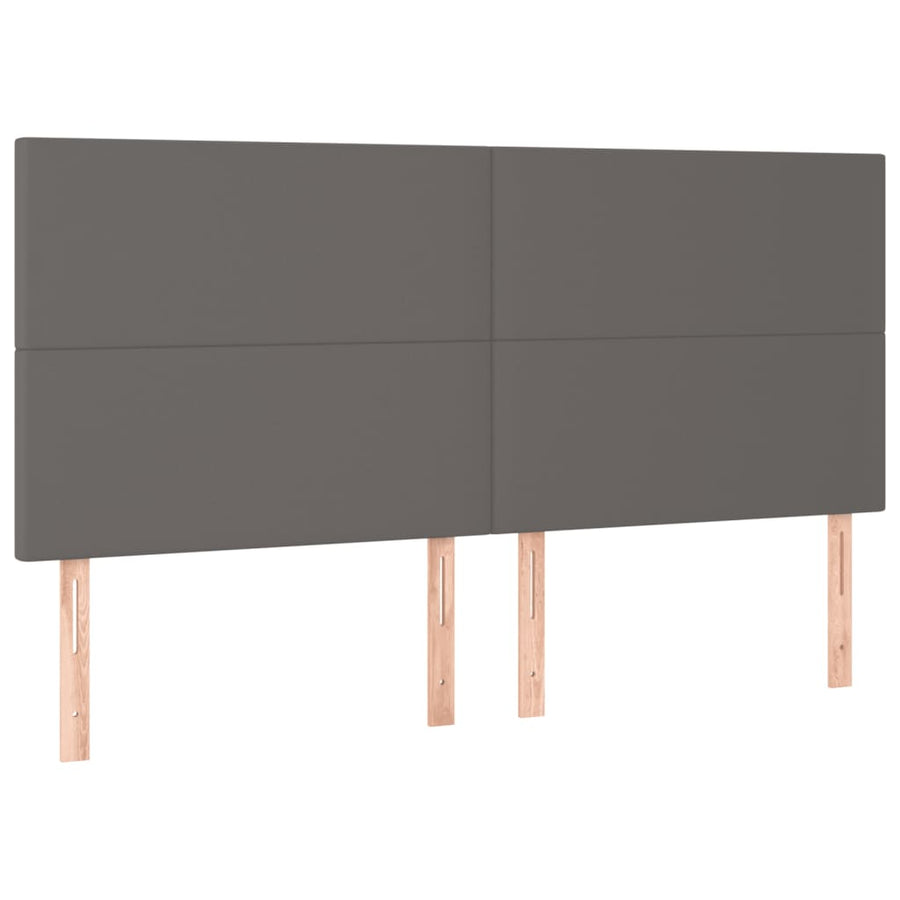 Bedframe Met Hoofdbord Kunstleer Grijs 200 x 200 cm Effen ontwerp