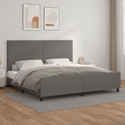 Bedframe 200x200 cm kunstleer grijs met hoofdbord