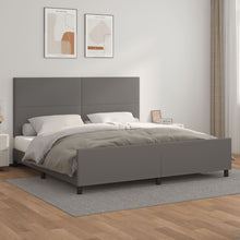 Bedframe Met Hoofdbord Kunstleer Grijs 200 x 200 cm Effen ontwerp