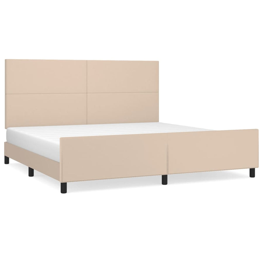 Bedframe met hoofdbord kunstleer cappuccinokleurig 200x200 cm 200 x 200 cm Cappuccino