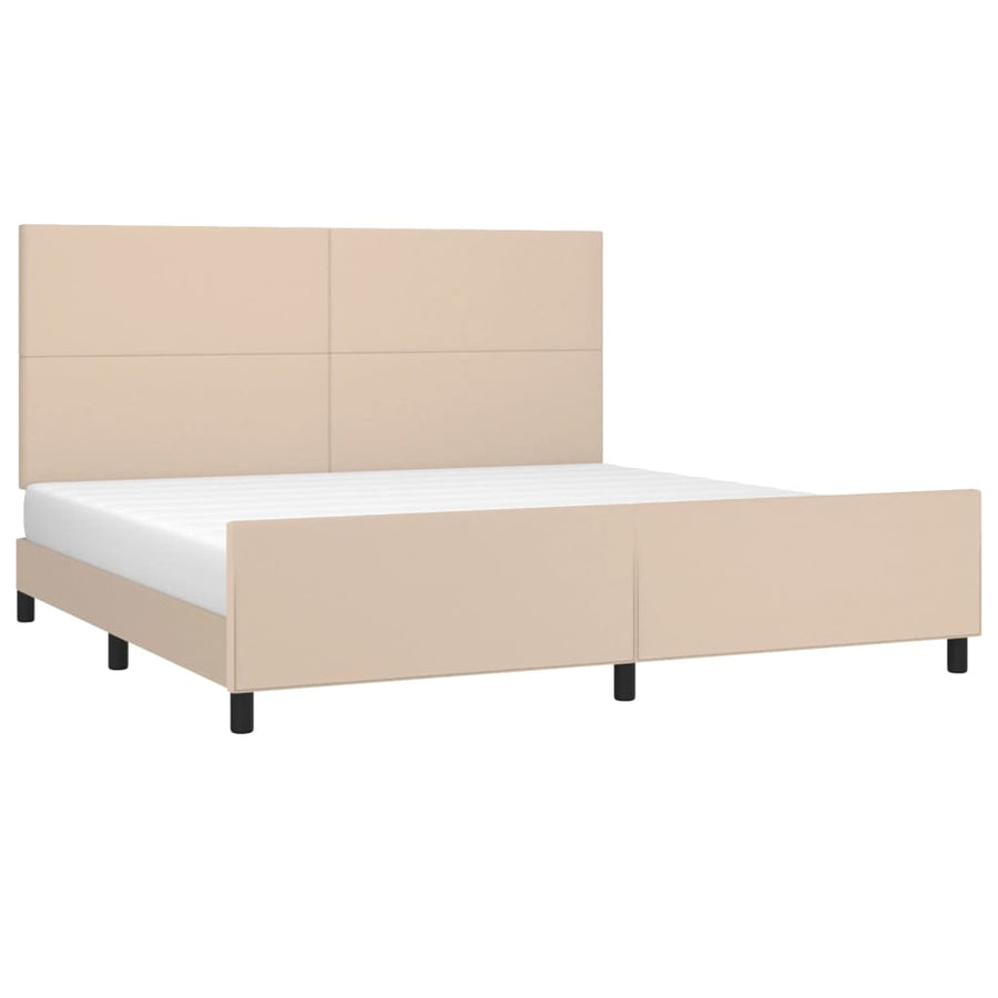 Bedframe met hoofdbord kunstleer cappuccinokleurig 200x200 cm 200 x 200 cm Cappuccino