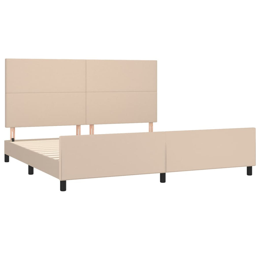 Bedframe met hoofdbord kunstleer cappuccinokleurig 200x200 cm 200 x 200 cm Cappuccino