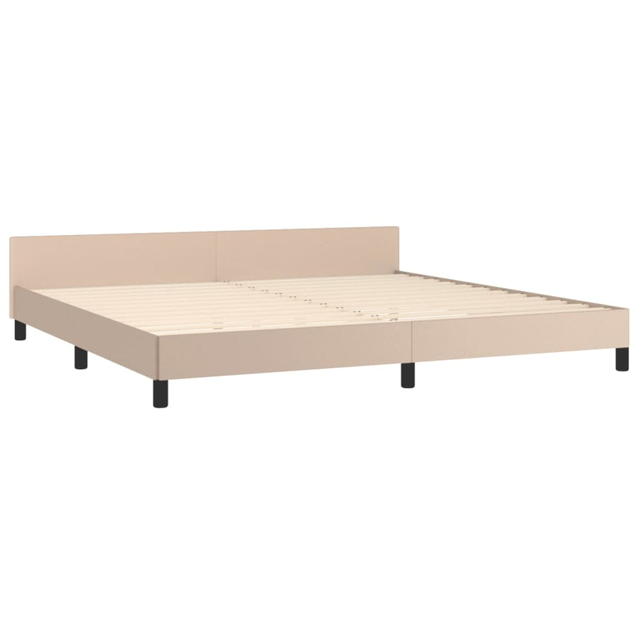 Bedframe met hoofdbord kunstleer cappuccinokleurig 200x200 cm 200 x 200 cm Cappuccino