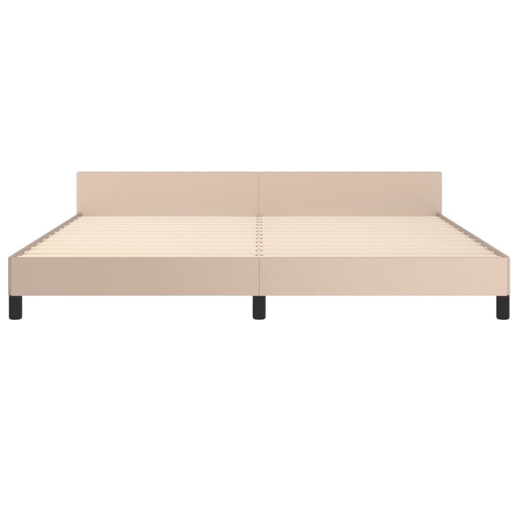 Bedframe met hoofdbord kunstleer cappuccinokleurig 200x200 cm 200 x 200 cm Cappuccino