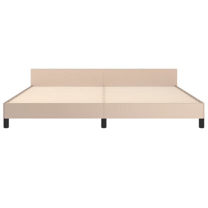 Bedframe met hoofdbord kunstleer cappuccinokleurig 200x200 cm 200 x 200 cm Cappuccino