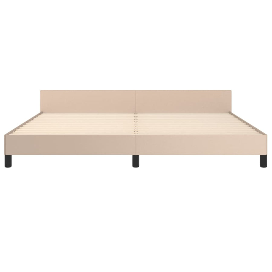 Bedframe met hoofdbord kunstleer cappuccinokleurig 200x200 cm 200 x 200 cm Cappuccino