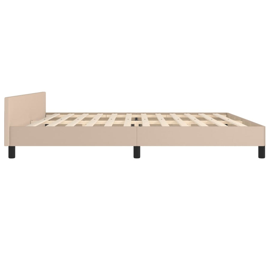 Bedframe met hoofdbord kunstleer cappuccinokleurig 200x200 cm 200 x 200 cm Cappuccino