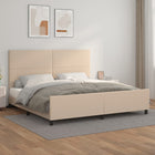 Bed frame with headboard faux leather cappuccino 200x200 cm
