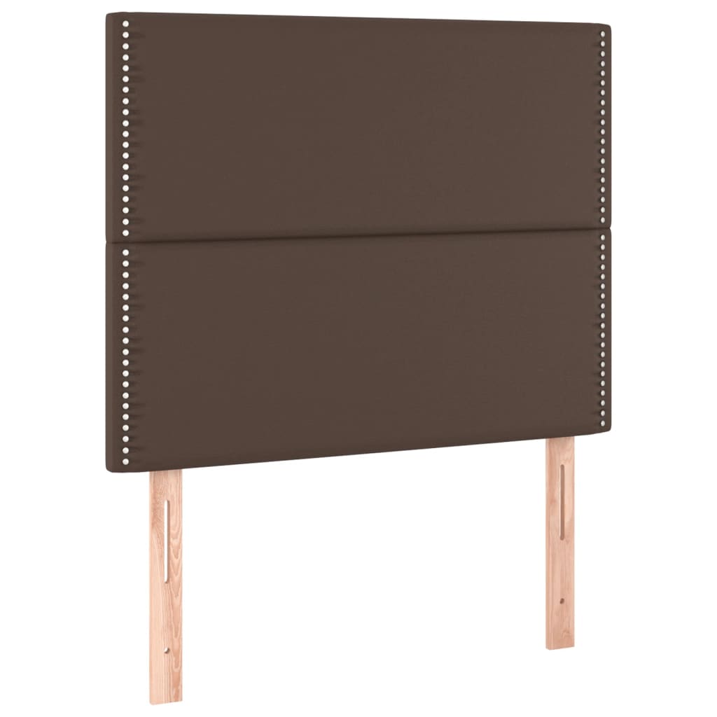 Bedframe Met Hoofdbord Kunstleer Bruin 80X200 Cm 80 x 200 cm Effen met spijkers