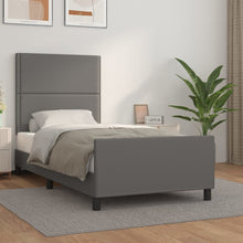 Bedframe Met Hoofdbord Kunstleer Grijs 90 x 190 cm Effen met spijkers