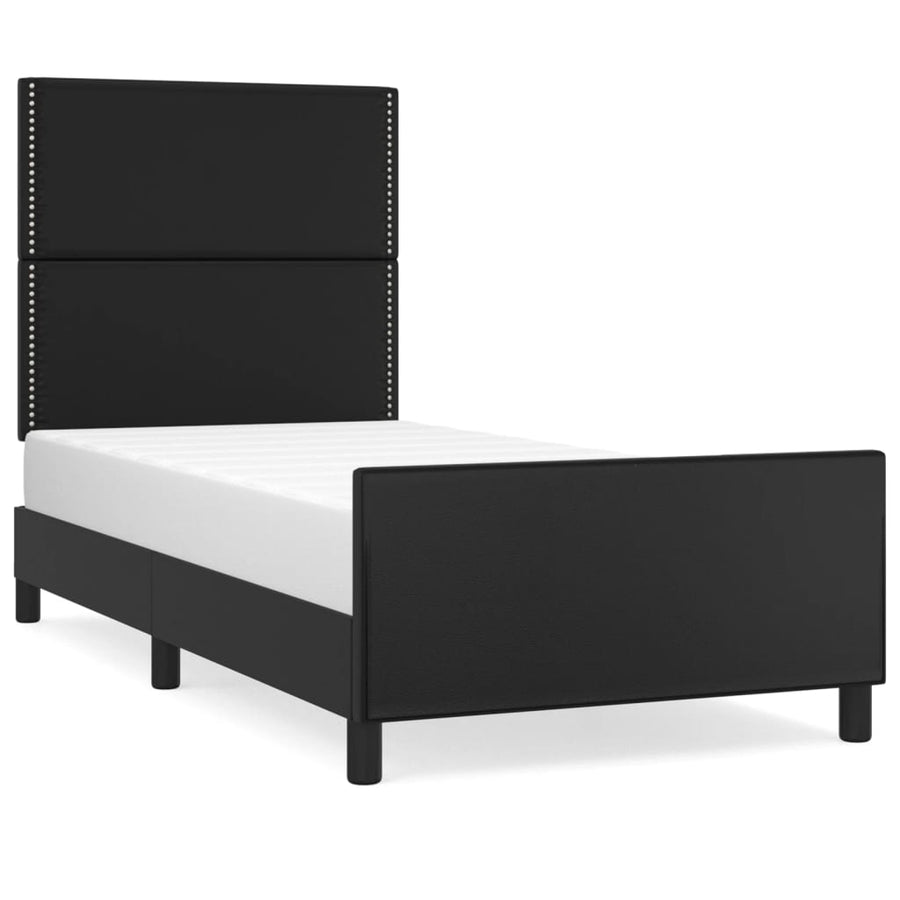 Bedframe Met Hoofdbord Kunstleer Zwart 100 x 200 cm Effen met spijkers